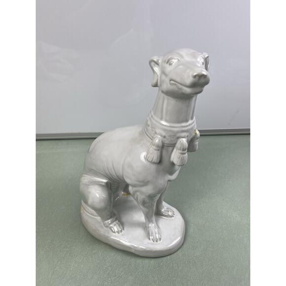 Vintage Italian Majolica Dog Figurine Blanc De Chine Labrador Pointer Statue - Picture 1 of 10